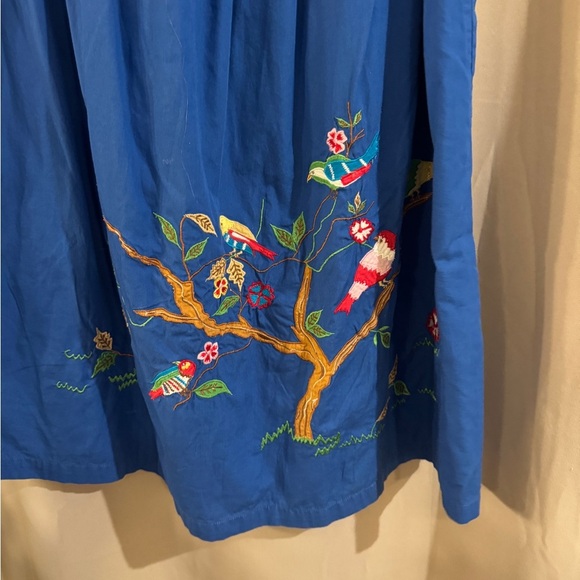 Bechamel Blue Dress with Embroidered Birds - Picture 2 of 9